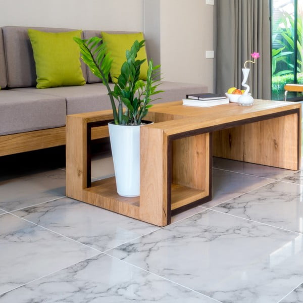 Naklejka na podłogę Ambiance Slab Stickers White Marble, 30x30 cm-image-1