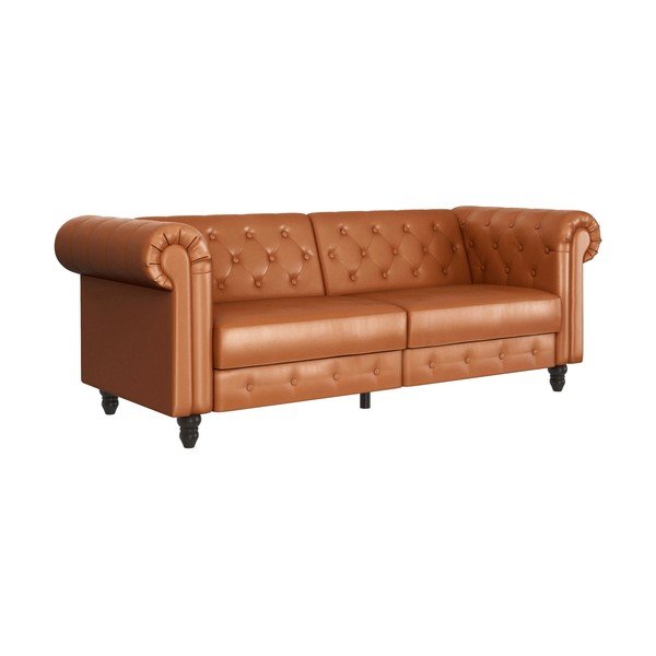 Koniakowa rozkładana sofa z imitacji skóry 236 cm Felix – Støraa-image-2