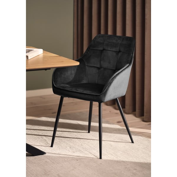 Szare tapicerowane fotele jadalniane zestaw z podłokietnikami 2 szt. Nolan Square – Unique Furniture-image-1