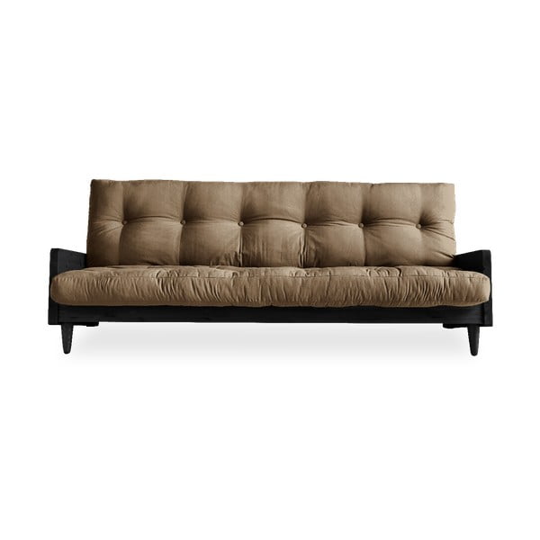 Sofa rozkładana z brązowym obiciem Karup Design Indie Black/Mocca