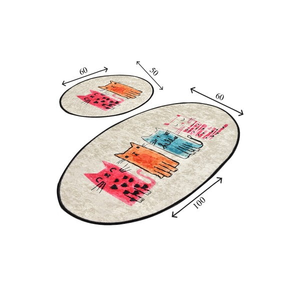 Jasnobrązowe dywaniki łazienkowe zestaw 2 szt. 60x100 cm Baby Cats – Foutastic-image-3