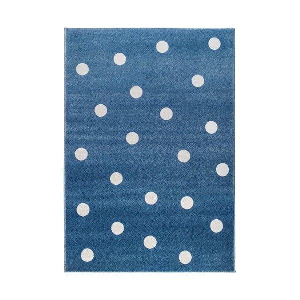 Niebieski dywan w kropki KICOTI Peas, 80x150 cm