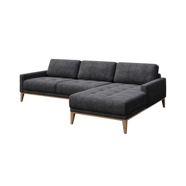 Ciemnoszara sofa z szezlongiem po prawej stronie MESONICA Musso Tufted-image-2