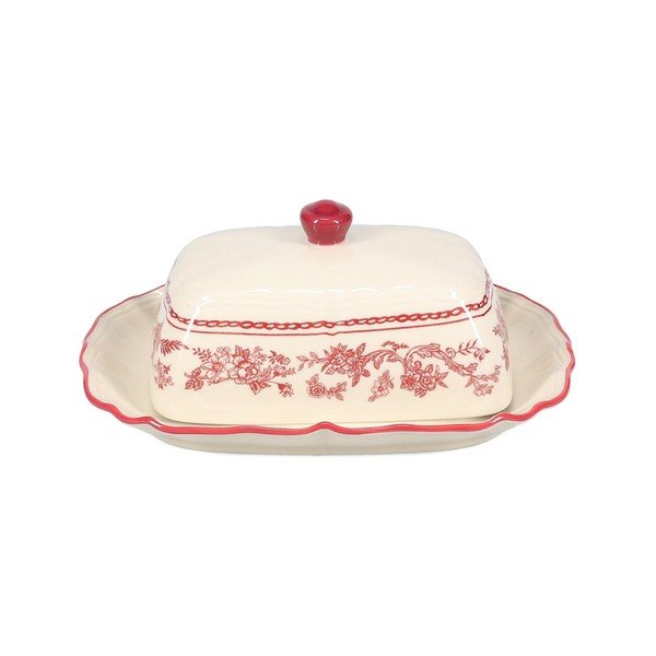Bordowa/w kolorze kości słoniowej porcelanowa maselniczka Cyril – S|P Collection