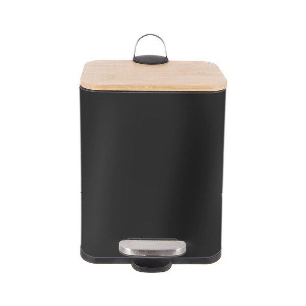 Czarny kosz na śmieci z pedałem ze stali nierdzewnej 5 l Black – Orion-image-2