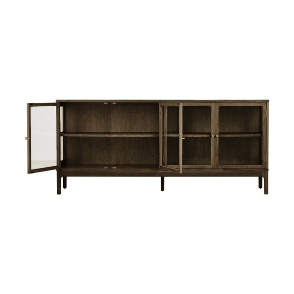 Ciemnobrązowa witryna w dekorze dębu 180x80x40 cm Zamora – House Nordic-image-4