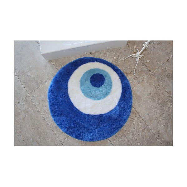 Okrągły niebieski dywanik łazienkowy Eye