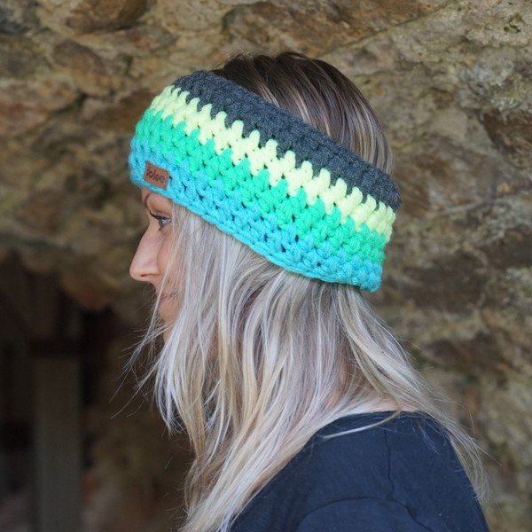 Opaska szydełkowa DOKE Stripes Blue-image-2