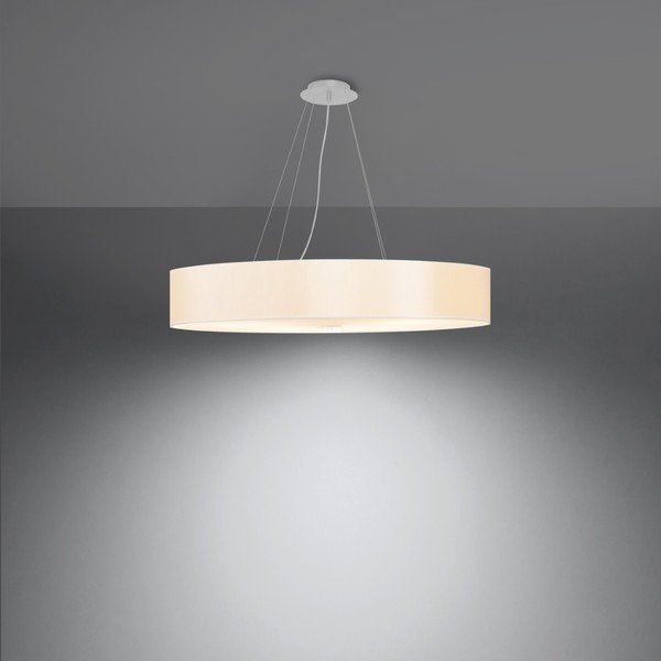 Biała lampa wisząca z tekstylnym kloszem ø 70 cm Herra – Sollux-image-3
