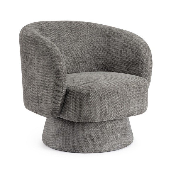 Ciemnoszary obrotowy fotel z tkaniny szenilowej Julienne – Bizzotto