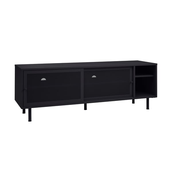 Czarna metalowa szafka pod TV 160x55x45 cm Veep – Unique Furniture-image-4