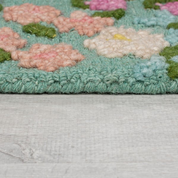 Miętowy wełniany dywan tkany ręcznie 120x170 cm Emilia Floral – Flair Rugs-image-4