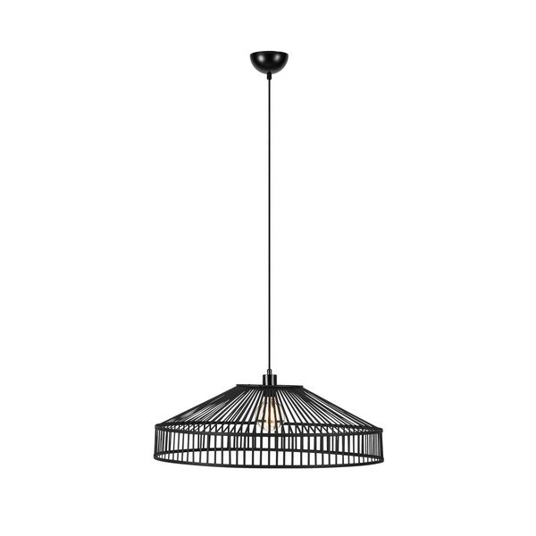 Czarna lampa wisząca z bambusowym kloszem ø 70 cm Tapa – Markslöjd