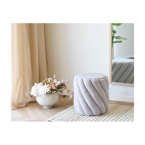 Szary puf z materiału bouclé Sana – House Nordic-image-1