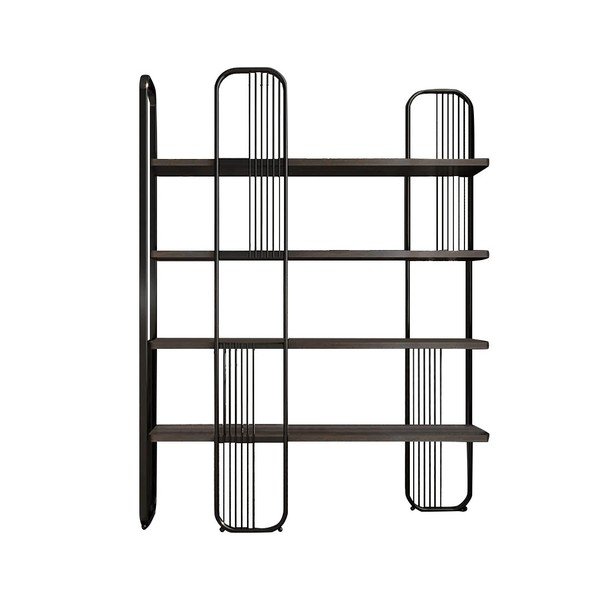 Czarny regał w dekorze orzecha 125x180 cm Sierra – Kalune Design