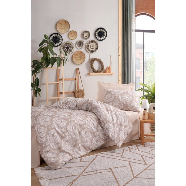 Brązowa pościel jednoosobowa 140x200 cm Post – Mijolnir