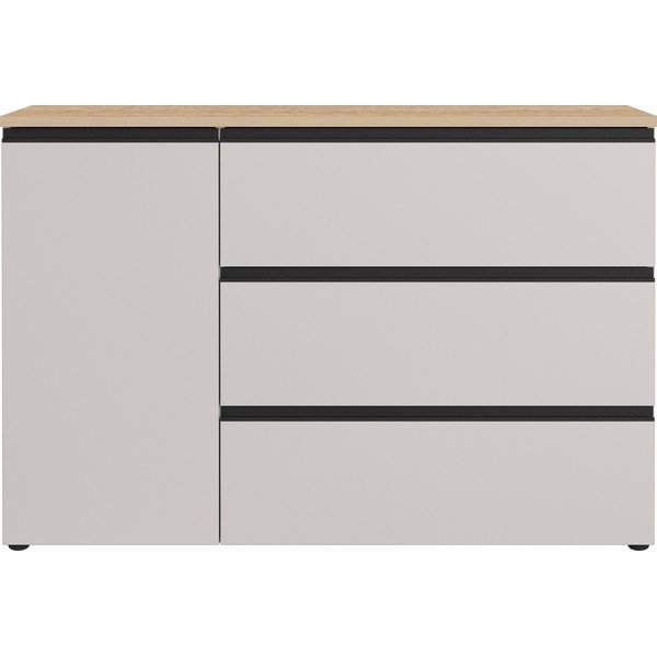 Szarobeżowa/w jasnym naturalnym kolorze komoda 135x91x41 cm Cormano – Germania-image-4