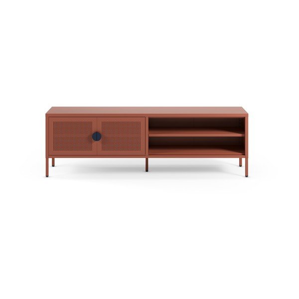 Metalowa szafka pod TV w kolorze terakoty 160x50x35 cm Sayla – Marckeric