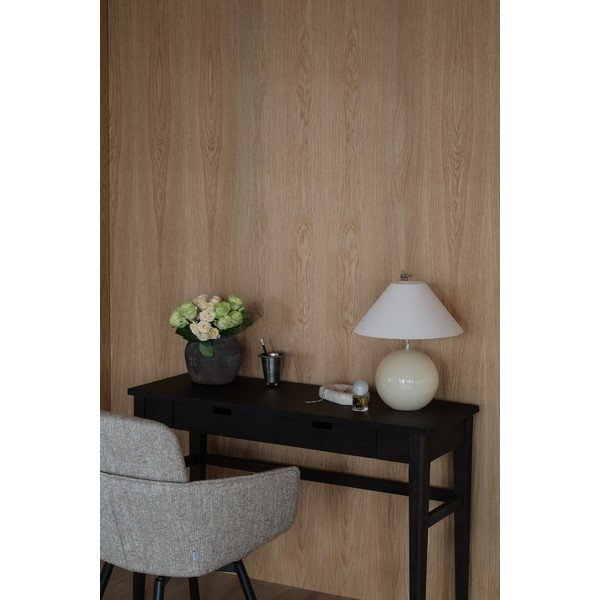 Konsola z blatem w dekorze dębu w ciemnym naturalnym kolorze 40x110 cm Garrison – Rowico-image-1