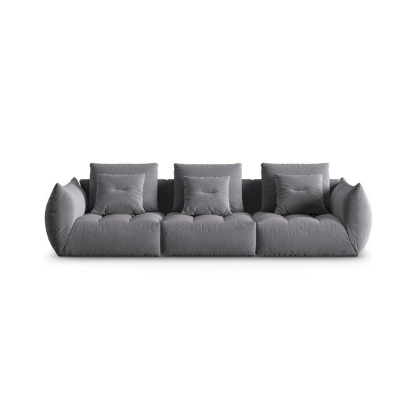 Ciemnoszara aksamitna sofa 332 cm Bloom – Micadoni 