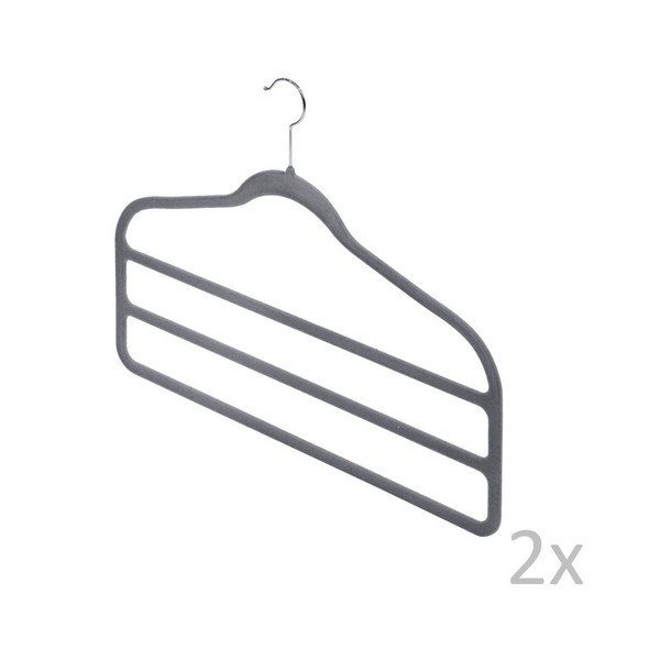 Zestaw 2 szarych wieszaków na spodnie Domopak Velvet-image-1