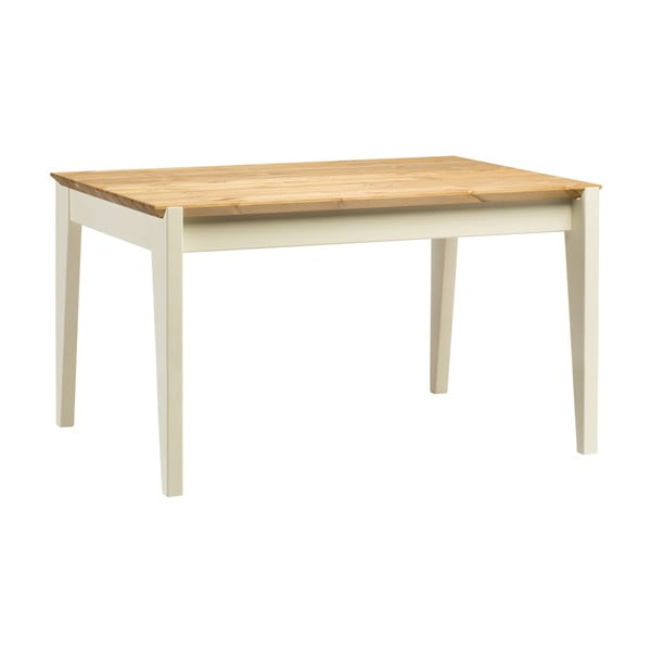 Stół z drewna sosnowego z białymi nogami Askala Hook, dł. 130 cm