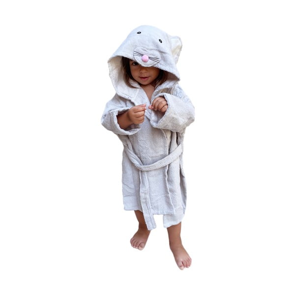 Biało-szary bawełniany szlafrok dziecięcy rozmiar L Mouse – Rocket Baby