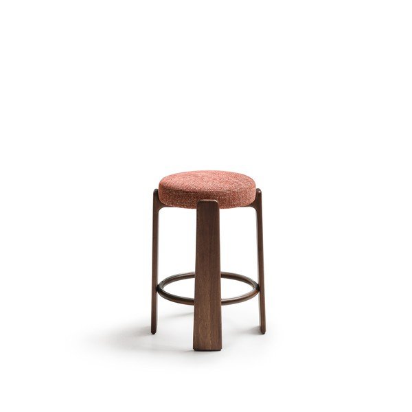 Hoker z litego drewna jesionowego w ceglasto-ciemnonaturalnym kolorze (wysokość siedziska 75 cm) Granite – Kave Home-image-2