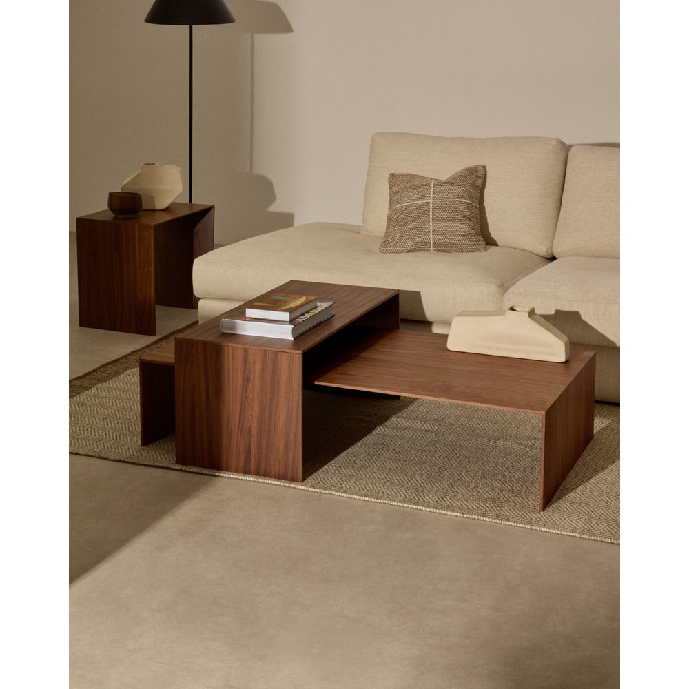Stolik w dekorze orzecha w ciemnym naturalnym kolorze 45x90 cm Litto – Kave Home (zdjęcie 3)
