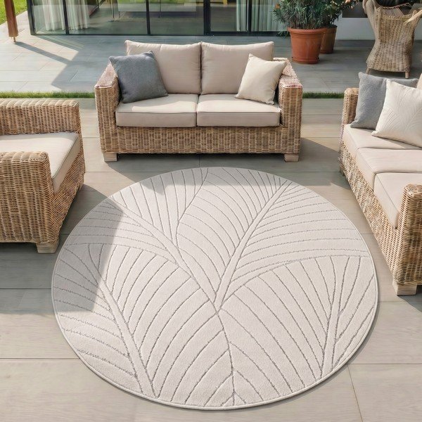 Kremowy okrągły dywan odpowiedni na zewnątrz ø 120 cm Nova 1203 – Ayyildiz Carpets-image-1
