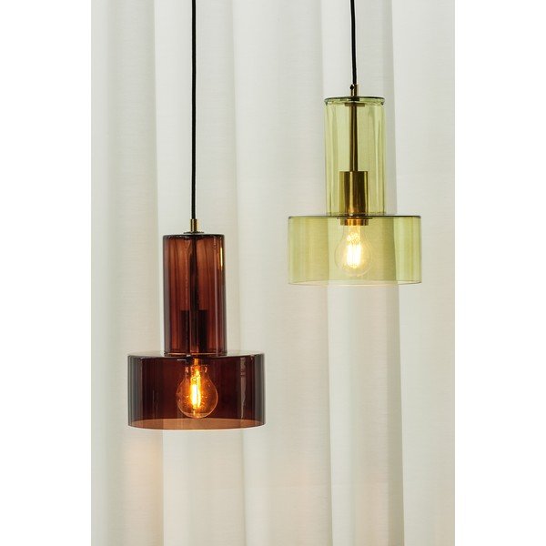 Brązowa lampa wisząca ze ściemniaczem i szklanym kloszem ø 20 cm Ripple – Hübsch-image-1