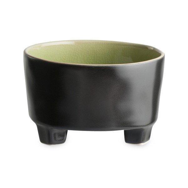 Jasnozielono-czarna kamionkowa miska na nóżkach Costa Nova Riviera, 14 cm