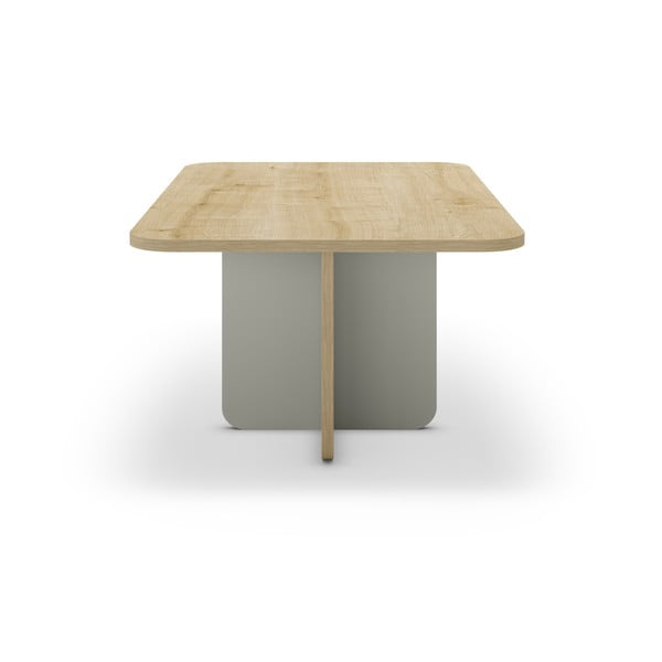 Jasnozielony/w naturalnym kolorze stolik z blatem w dekorze dębu 56x100 cm Hillary – Marckeric-image-3