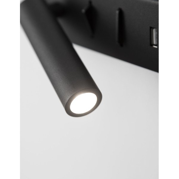 Metalowy kinkiet LED z elastyczną konstrukcją/z portem USB w kolorze matowej czerni Vida – Nova Luce-image-4