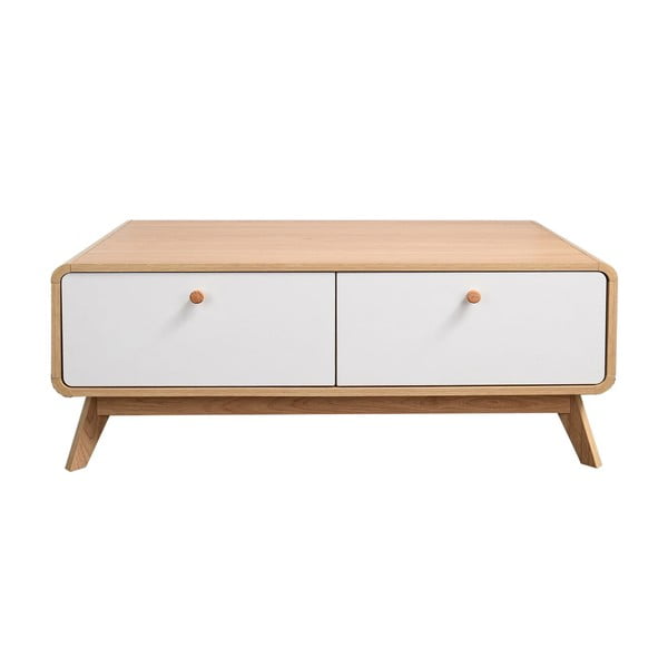 Biało-naturalna szafka pod TV w dekorze dębu 100x40 cm Caitlin – Støraa