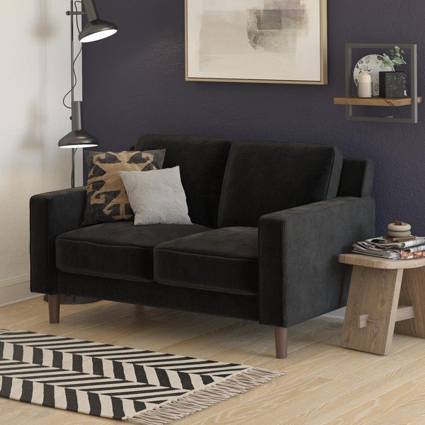 Czarna aksamitna sofa 83 cm Brynn – Støraa-image-1