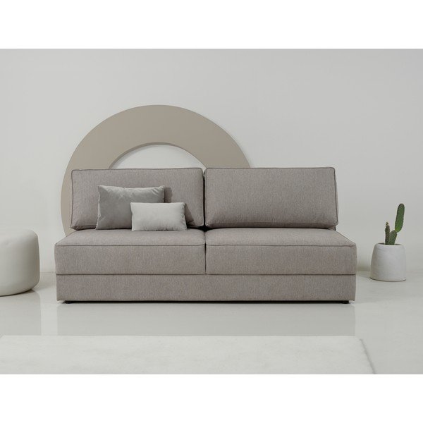 Beżowa rozkładana sofa ze schowkiem 202 cm Dora – Scandic-image-1