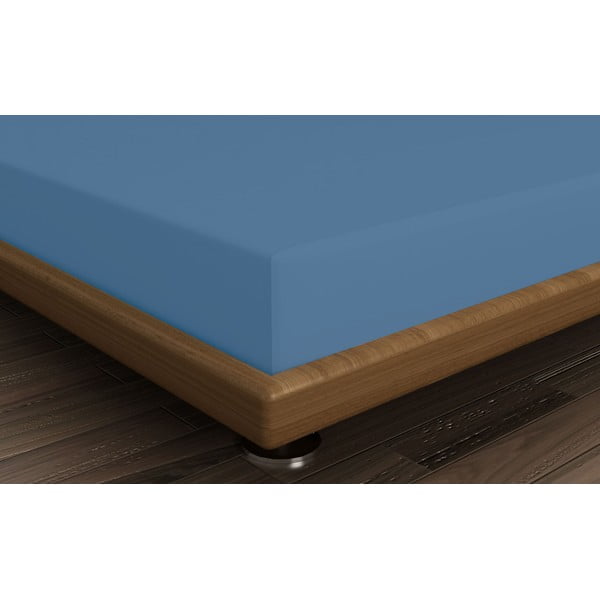 Niebieskie bawełniane prześcieradło z gumką 140x200 cm – Mijolnir-image-1