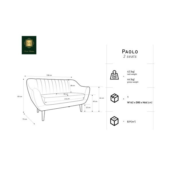 Szara sofa 2-osobowa Mazzini Sofas Benito-image-3