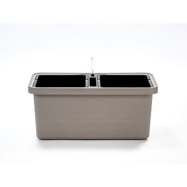 Brązowo-szara podwójna doniczka z systemem nawadniania Plastia Berberis, dł. 78 cm-image-1