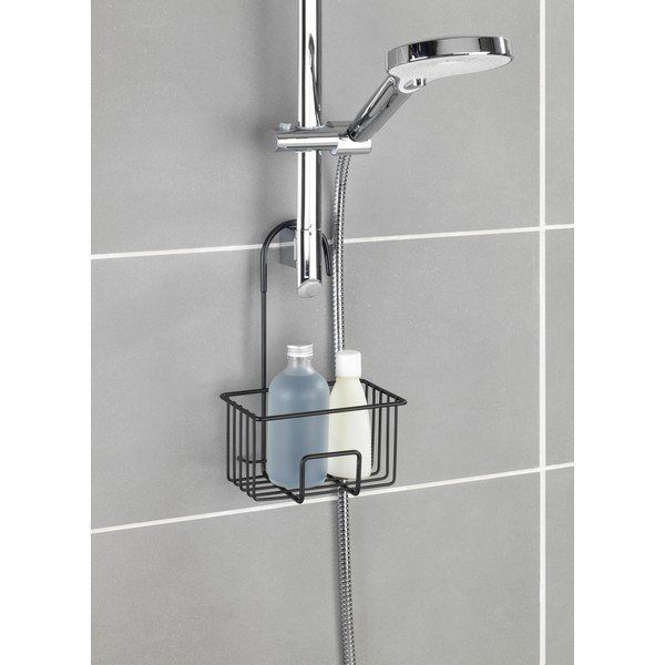 Czarna wisząca półka łazienkowa ze stali nierdzewnej Milito – Wenko-image-3