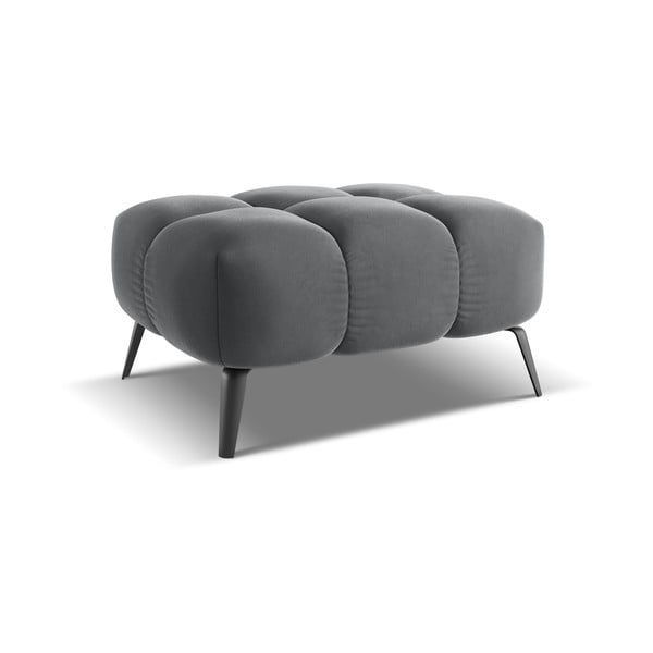 Szary aksamitny podnóżek Nalu – Makamii-image-2