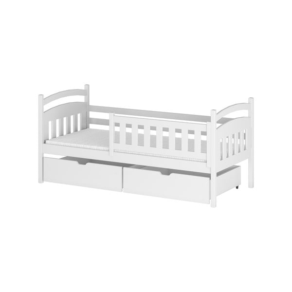 Białe łóżko dziecięce z drewna sosnowego ze schowkiem 80x160 cm Terry – Lano Meble