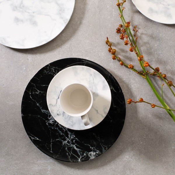 Biało-czarny porcelanowy spodek Villeroy & Boch Marmory, ø 16 cm-image-1