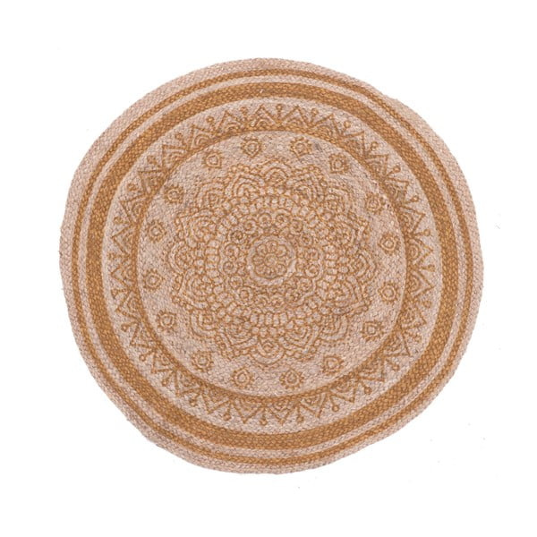 Okrągły dywan z juty i bawełny InArt Brown Mandala, ⌀ 90 cm