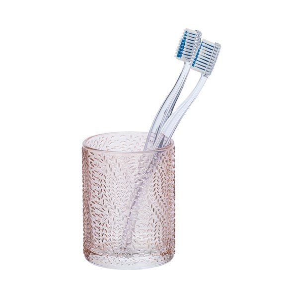 Jasnoróżowy szklany kubek na szczoteczki Wenko Vetro-image-1