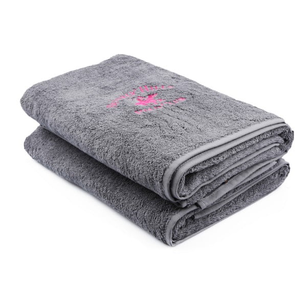 Zestaw 2 szarych ręczników Beverly Hills Polo Club Eponj, 70x140 cm