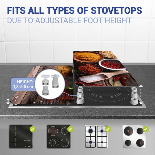 Zestaw 2 szklanych płyt ochronnych na kuchenkę Wenko Spice, 52x30 cm-image-3