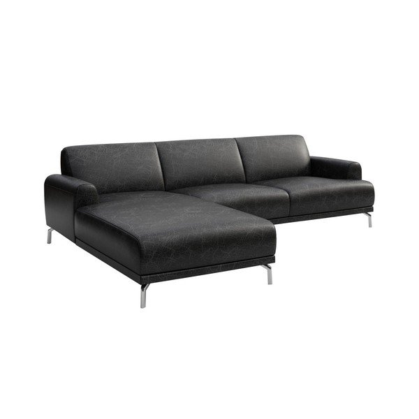 Czarna skórzana sofa narożna MESONICA Puzo, lewy róg-image-2