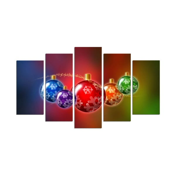 Obraz pięcioczęściowy Rainbow Christmas, 110x60 cm